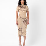 Knockout Dress Beige Zebra Print