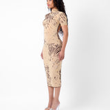 Knockout Dress Beige Zebra Print