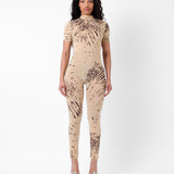 Knockout Jumpsuit Beige Zebra Print