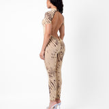Knockout Jumpsuit Beige Zebra Print