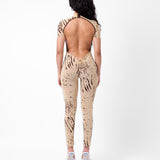 Knockout Jumpsuit Beige Zebra Print