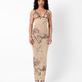 Hun Dress Beige Zebra Print