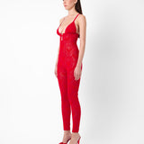 Scarlett Jumpsuit Flocked Mesh Red