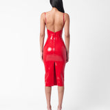 Whistle Latex Midi Dress Red