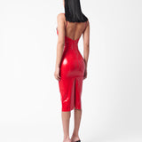 Whistle Latex Midi Dress Red