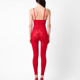 Scarlett Jumpsuit Flocked Mesh Red