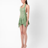 Limited Edition Munroe Rhinestone Dress in Stripe Billionaire Green