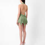 Limited Edition Munroe Rhinestone Dress in Stripe Billionaire Green