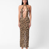 Bare Dress Beige Leopard Print