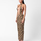 Bare Dress Beige Leopard Print