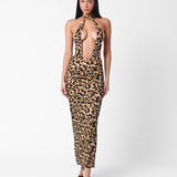 Bare Dress Beige Leopard Print