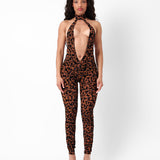 Bare Jumpsuit Chestnut Leopard Print