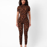 Knockout Jumpsuit Chestnut Leopard Print