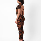 Knockout Jumpsuit Chestnut Leopard Print