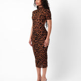 Knockout Dress Chestnut Leopard Print