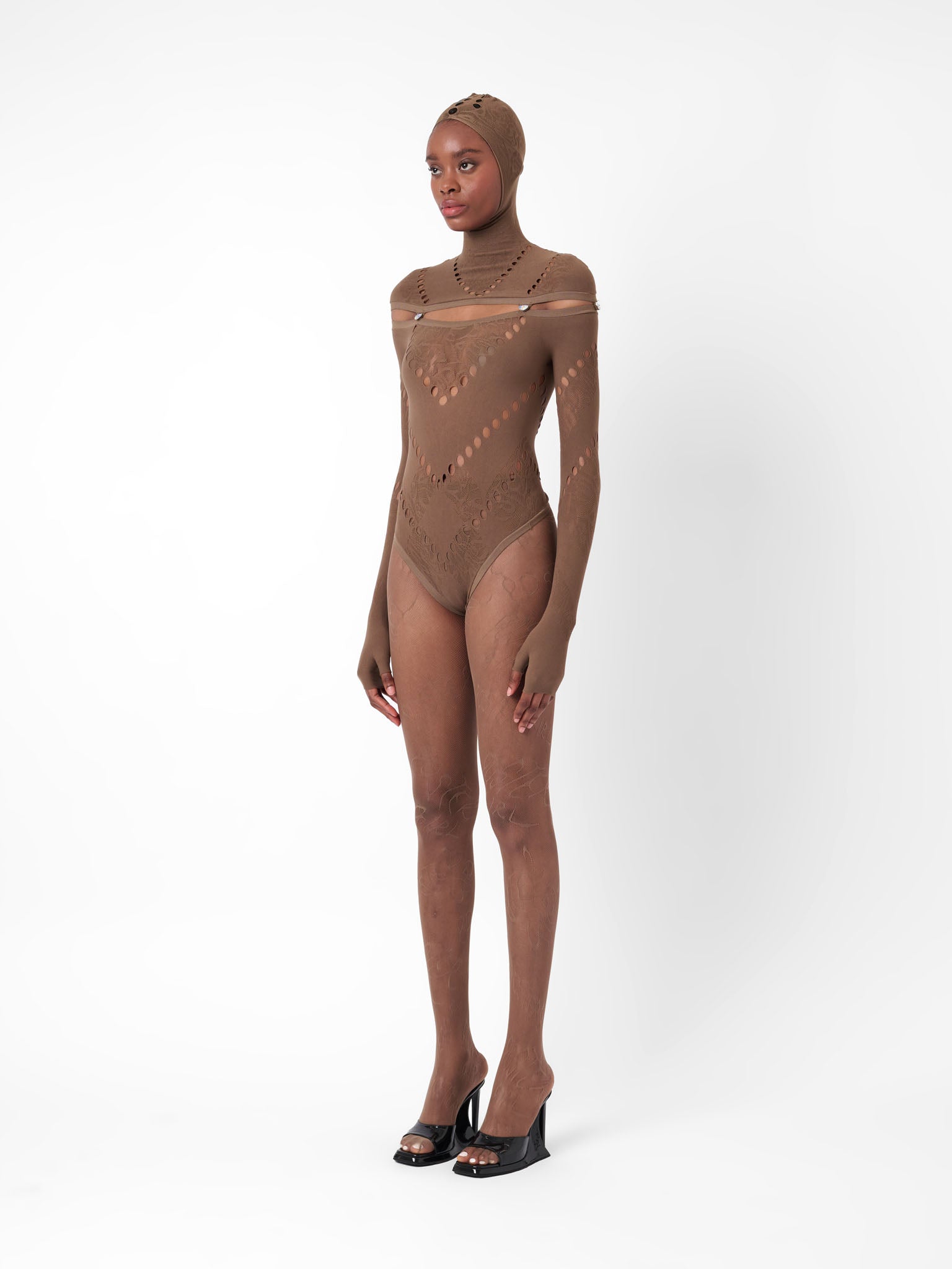 Pearl Hooded Bodysuit Kahlua Brown | POSTER GIRL