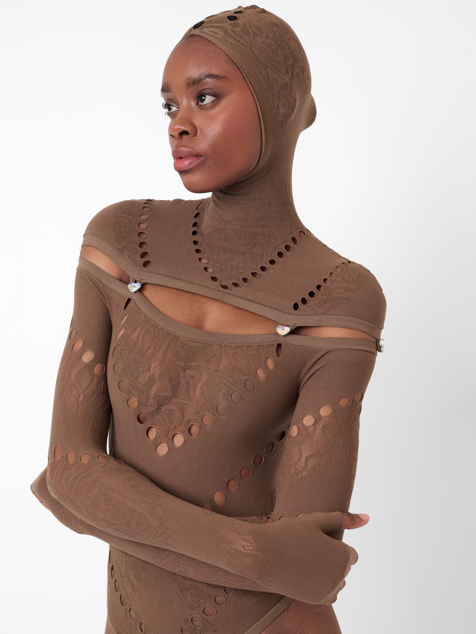 Pearl Hooded Bodysuit Kahlua Brown | POSTER GIRL