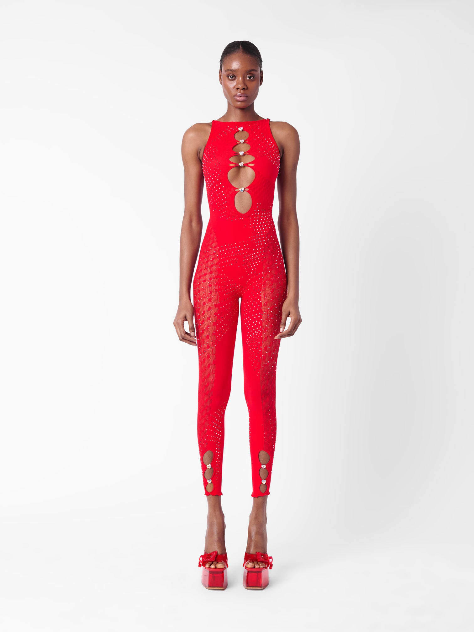 Rhinestoned Janice Jumpsuit Truffle