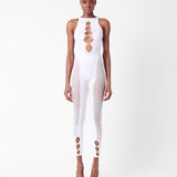 Rhinestoned Janice Jumpsuit Optic White