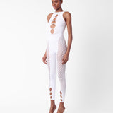 Rhinestoned Janice Jumpsuit Optic White