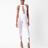 Rhinestoned Janice Jumpsuit Optic White