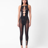 Rhinestoned Janice Jumpsuit Jet Black