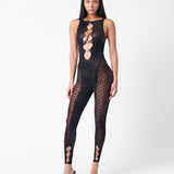 Rhinestoned Janice Jumpsuit Jet Black