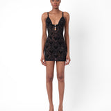 Scarlett Dress Flocked Mesh Black