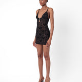 Scarlett Dress Flocked Mesh Black