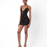 Scarlett Dress Flocked Mesh Black