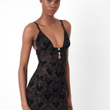 Scarlett Dress Flocked Mesh Black