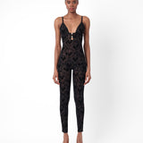 Scarlett Jumpsuit Flocked Mesh Black