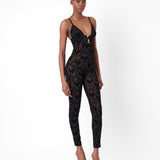 Scarlett Jumpsuit Flocked Mesh Black