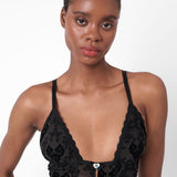 Scarlett Jumpsuit Flocked Mesh Black
