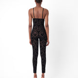 Scarlett Jumpsuit Flocked Mesh Black