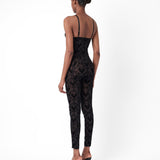 Scarlett Jumpsuit Flocked Mesh Black