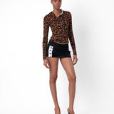 Shania Hooded Jacket Chestnut Leopard Print