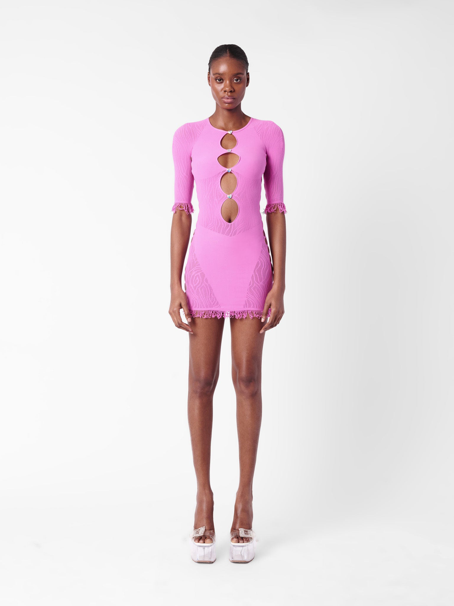 neon pink pvc dress Image of: Hot pink PVC dress