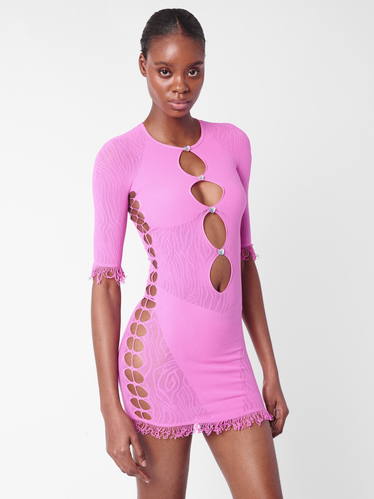 Miranda Cut-Out Bodycon Mini Dress Bright Pink | POSTER GIRL Miranda Cut-Out Bodycon Mini Dress Bright Pink | POSTER GIRL