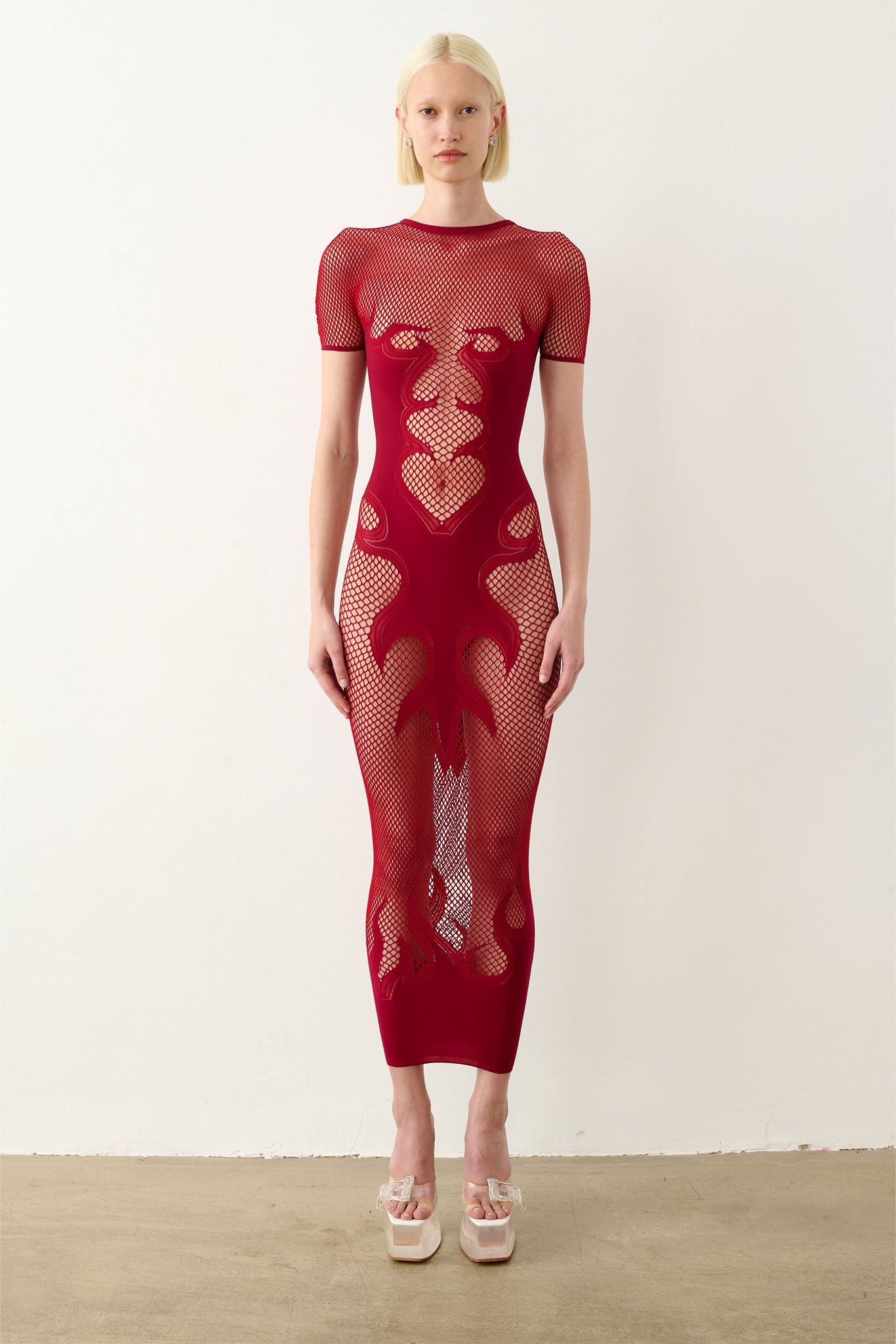 red mesh dress