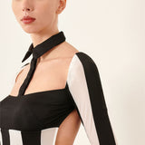 Ref Dress Black/White Stripe