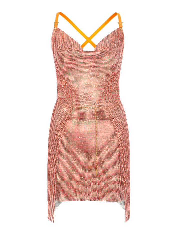 Rhinestoned Winona Skirt in Aperol Spritz