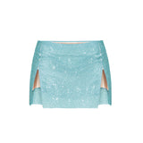 Rhinestoned Mia Micro Skirt Cerulean Blue