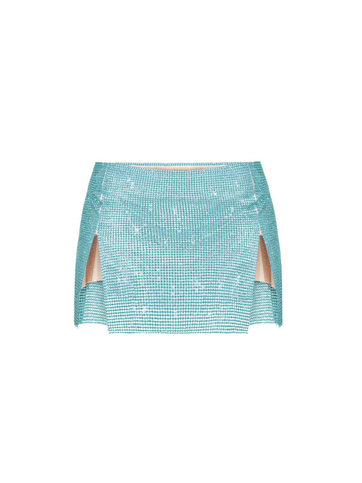 Rhinestoned Mia Micro Skirt Cerulean