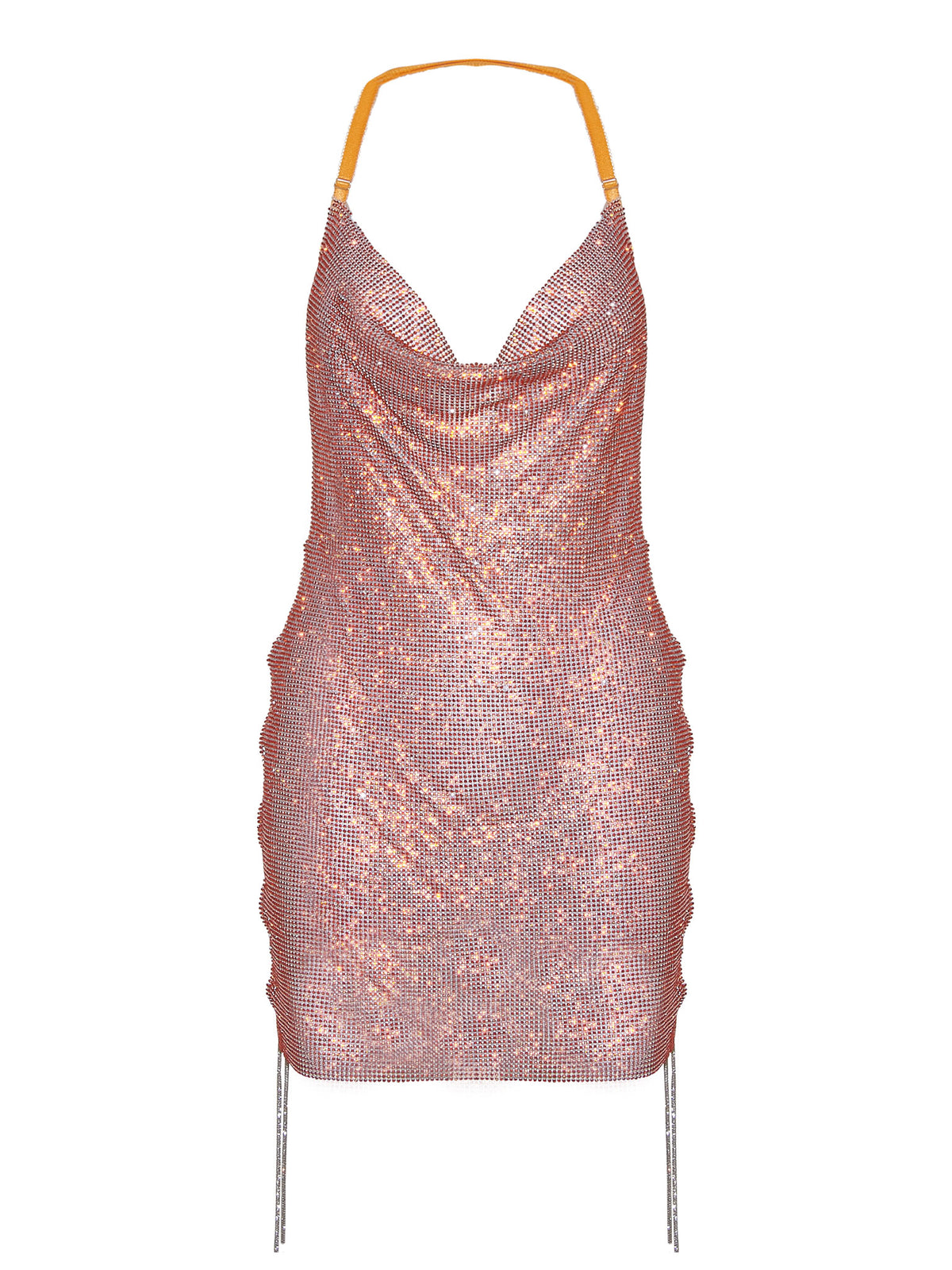 Rhinestoned Zeina Dress Aperol Spritz