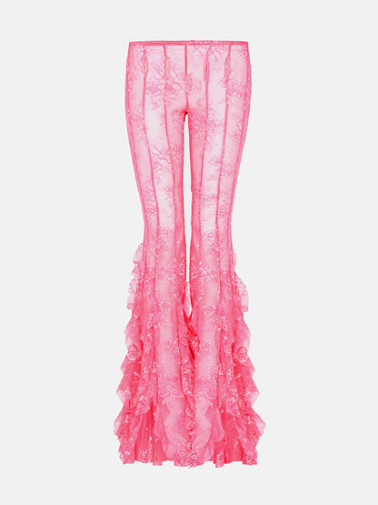 Rhonda Ruffle Trousers Fuchsia Pink