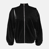 S*x Tape Tracksuit Jacket Wet Look Black