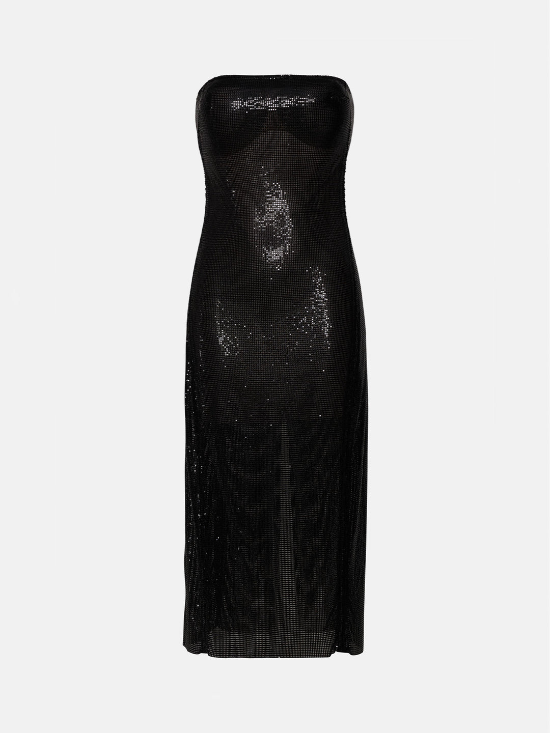 Selena Bandeau Chainmail Midi Dress Black