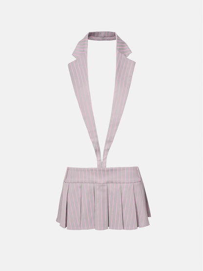 Skye Mini Dress Grey/Pink Pinstripe