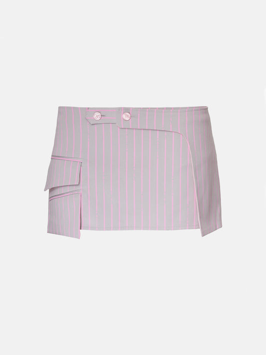 State Skirt Grey/Pink Pinstripe